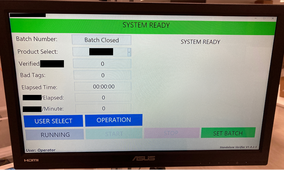 LabVIEW user interface.