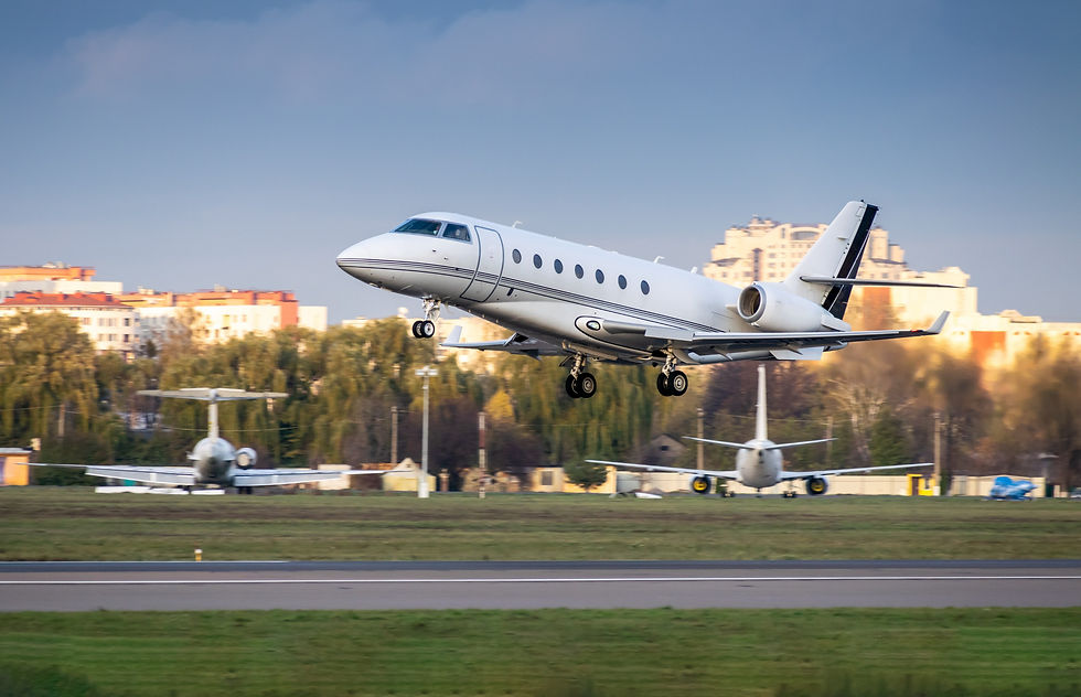 A private jet undergoing takeoff