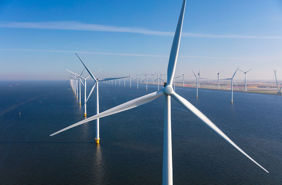 Wind turbines.